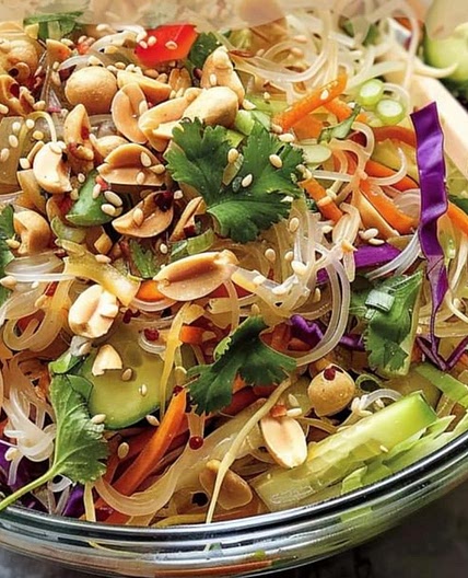 Spring Roll Salad with Spicy Ginger Dressing 
