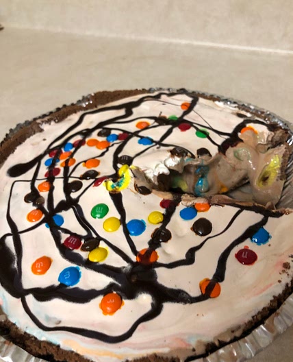 M&M chocolate ice cream pie