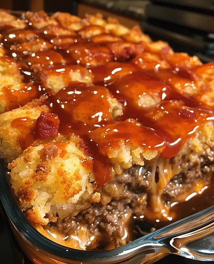 Cheesy Tater Tot Meatloaf Casserole