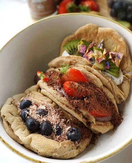Fluffy vegan Protein Pancake Tacos