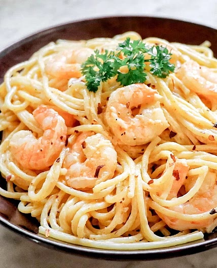 Old Bay Shrimp and Pasta Alfredo