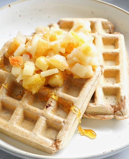 Fluffy high-protein apple waffles