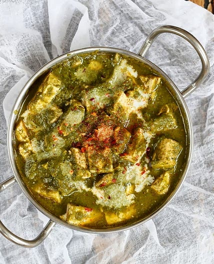 Vegan Palak Tofu "Paneer" - Tofu in Spinach Sauce