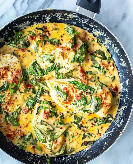 Creamy Basil Chicken Skillet {One Pan}