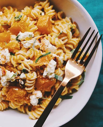 Baked Feta and Butternut Squash Pasta with Sage and Garlic