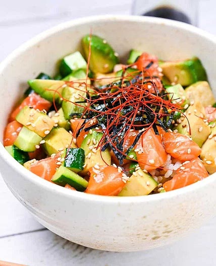 Marinated Salmon Sashimi Bowl (Salmon Don)