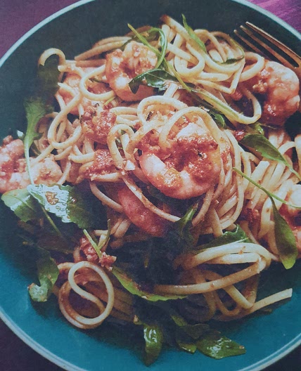 Prawn linguine with tomato & chilli pesto