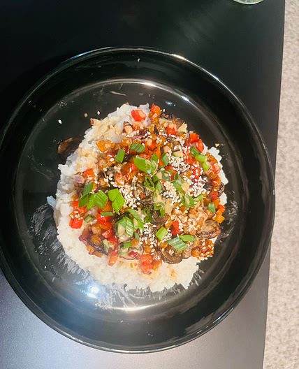 Hoisin Sweet Potato and Mushroom Bowl