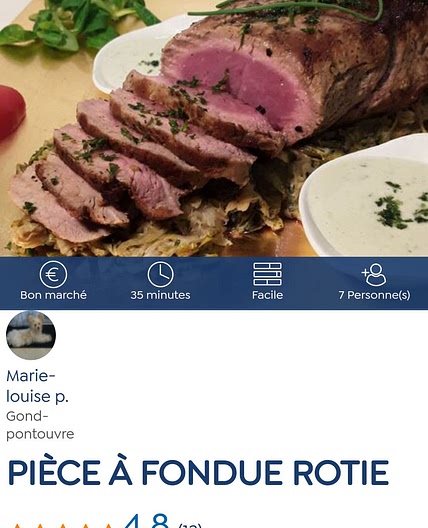 Pièce à fondue rôtie