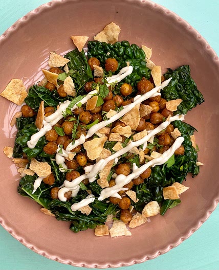 Spiced Chickpea Salad With Tahini and Pita Chips