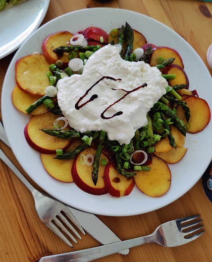 Nektarinen-Spargel Salat mit Burrata