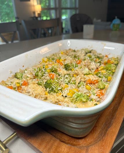 Dump and Bake Chicken Fried Rice