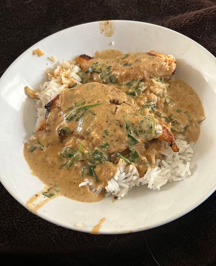 Creamy garlic chicken and rice-735