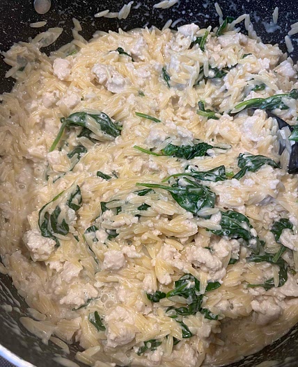 Creamy chicken orzo delight 