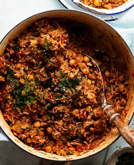 Moussaka beef and rice