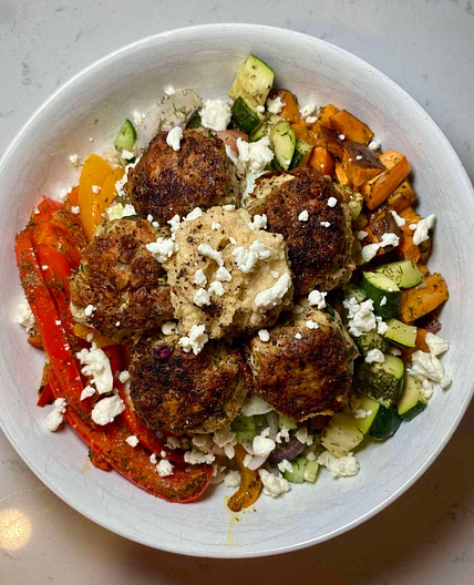 Mediterranean Chicken Meatball Bowl