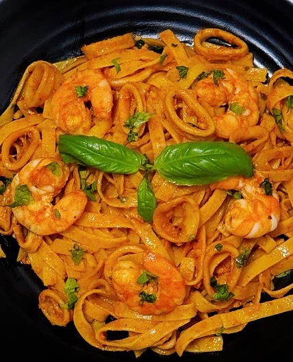 Creamy Tomato Seafood Tagliatelle