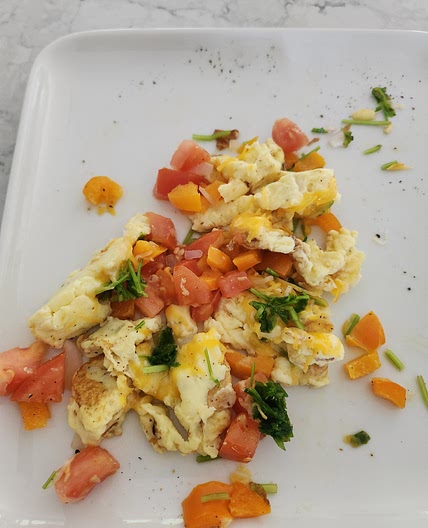 Cheese and veggie scramble