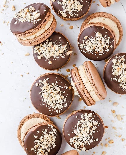 Dark Chocolate Peanut Butter Macarons