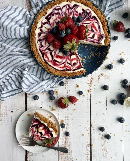 PATRIOTIC RED WHITE AND BLUE NO-BAKE CHEESECAKE