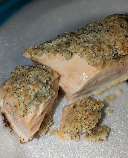 Dill Almond Parmesan Crusted Salmon