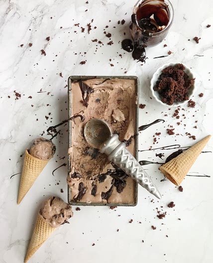 No-Churn Chocolate Fudge Brownie Ice Cream - Pinecones and Acorns