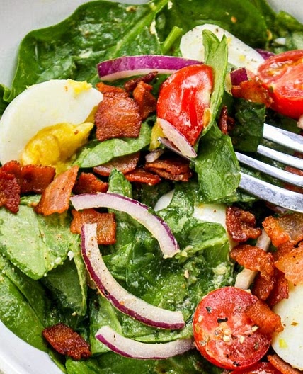 Spinach Salad with Warm Bacon Salad Dressing Recipe