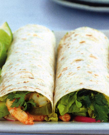 Prawn, lime & avocado burritos