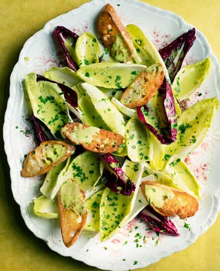 Nigel Slater's Chicory with basil and honey vinaigrette