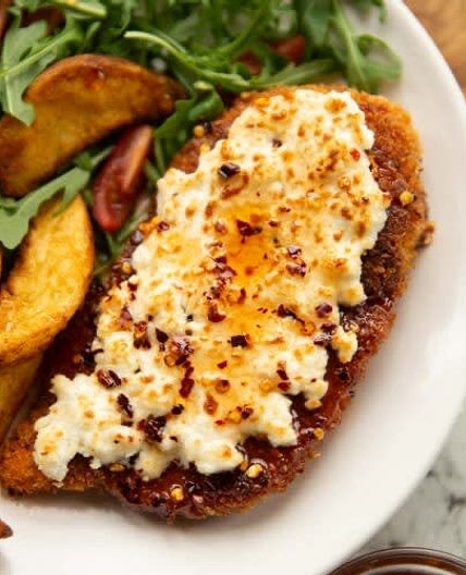 CRISPY HOT HONEY FETA CHICKEN