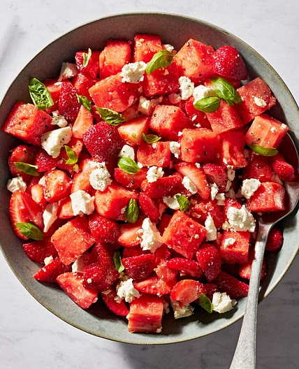 Watermelon Strawberry Caprese Salad