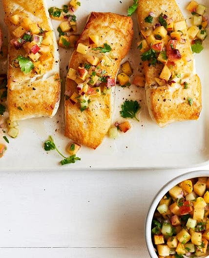 Mahi Mahi with Peach-Cucumber Salsa