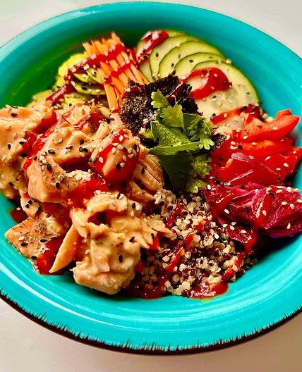 Smoked Salmon Poke Bowl with Quinoa 