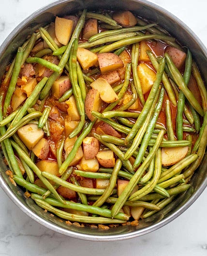 vegan southern green beans and potatoes