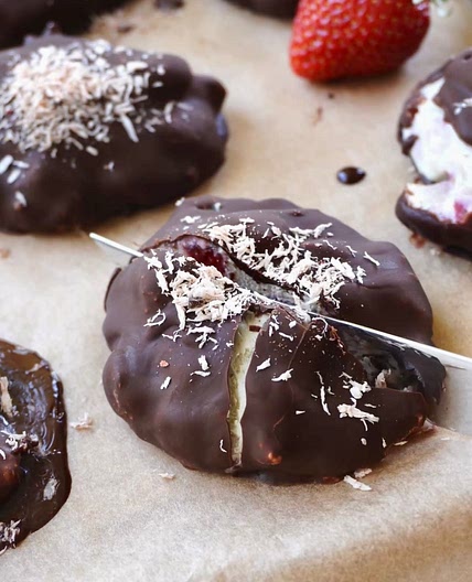Vegane & proteinreiche Erdbeer Joghurt Bites