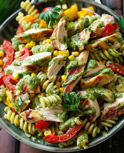 Lily’s Bites Chicken and Corn Pesto Pasta Salad