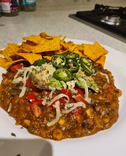 Zesty Zucchini and Refried Bean Skillet
