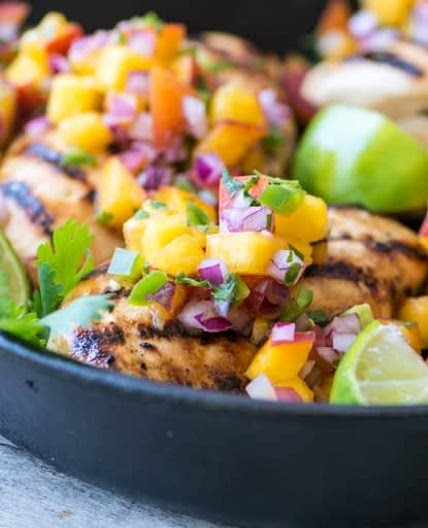 Grilled Chicken with Peach Jalapeño Salsa