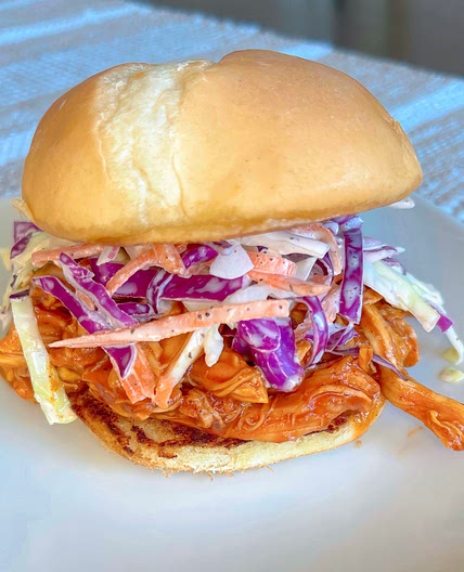 BBQ pulled chicken with coleslaw  