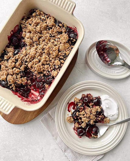 Saucy Cherry & Almond Butter Crumble (Vegan)
