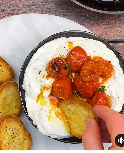 Whipped Feta Cream with Roasted Cherry Tomatoes!