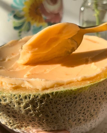 Cantaloupe Rose Sorbet (vegan)