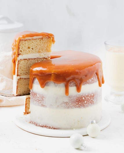 Eggnog Layer Cake with Salted Caramel