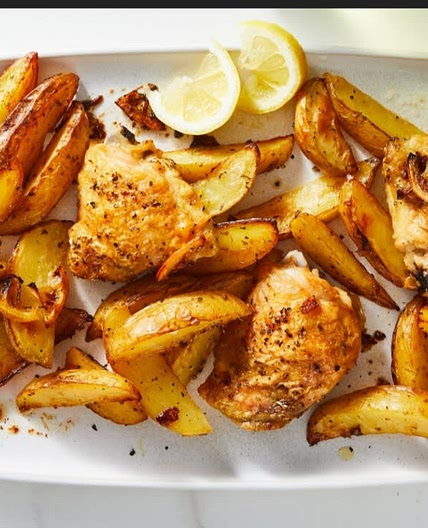 Lemony Chicken With  Potatoes and Oregano