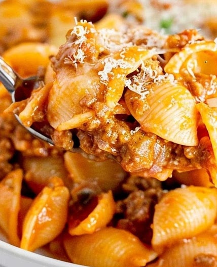 One-Pot Creamy Beef and Shells