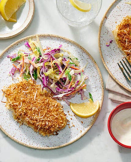 Crispy Coconut Fish & Slaw