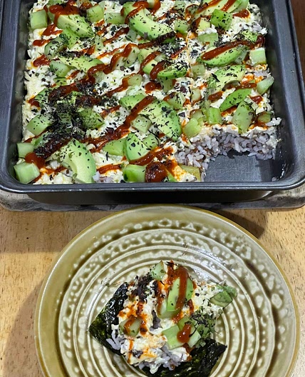 Vegan “Crabmeat” Sushi Bake
