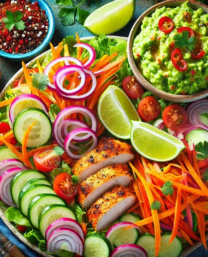 Salade poulet guacamole