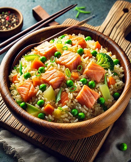 Riz cantonais au saumon
