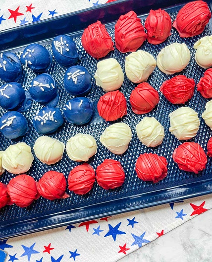 Red, white and blue Oreo Truffles 